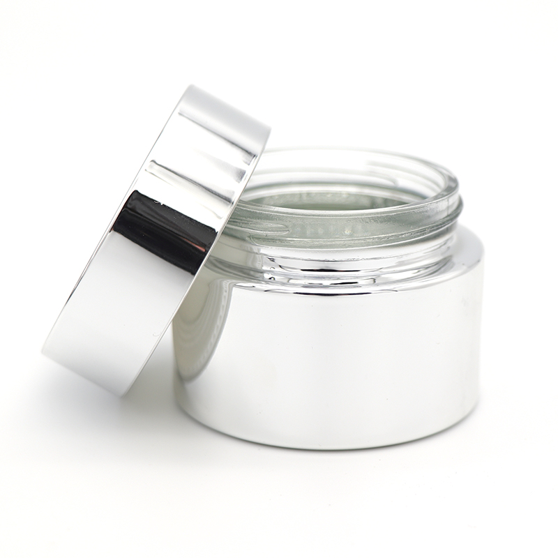 Top brand 30g 50g 60ml 100ml 120ml  Silver Color Bottles white Lid Glass Jars Containers With Screw Top