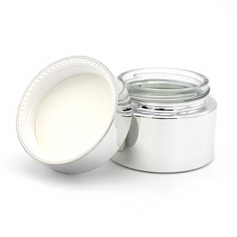 Top brand 30g 50g 60ml 100ml 120ml Silver Color Bottles white Lid Glass Jars Containers With Screw Top