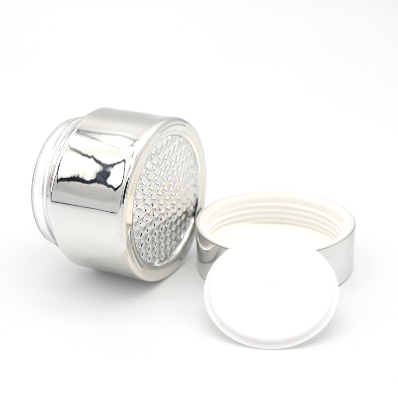 Top brand 30g 50g 60ml 100ml 120ml Silver Color Bottles white Lid Glass Jars Containers With Screw Top
