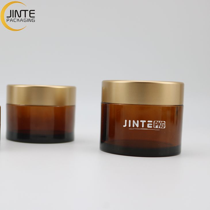 Top design Plastic Body Butter PETG container Amber color Jar with Matte Gold Lids for Man skin care products