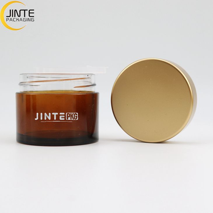Top design Plastic Body Butter PETG container Amber color Jar with Matte Gold Lids for Man skin care products