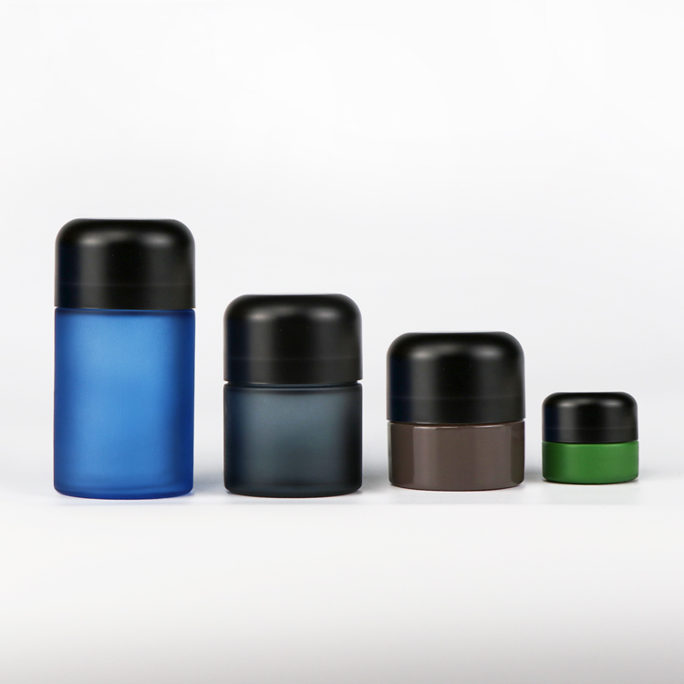 Top grade 50 70 110g proof child resistant lids and wood cover spice wooden lid matt black glass jars with Lid