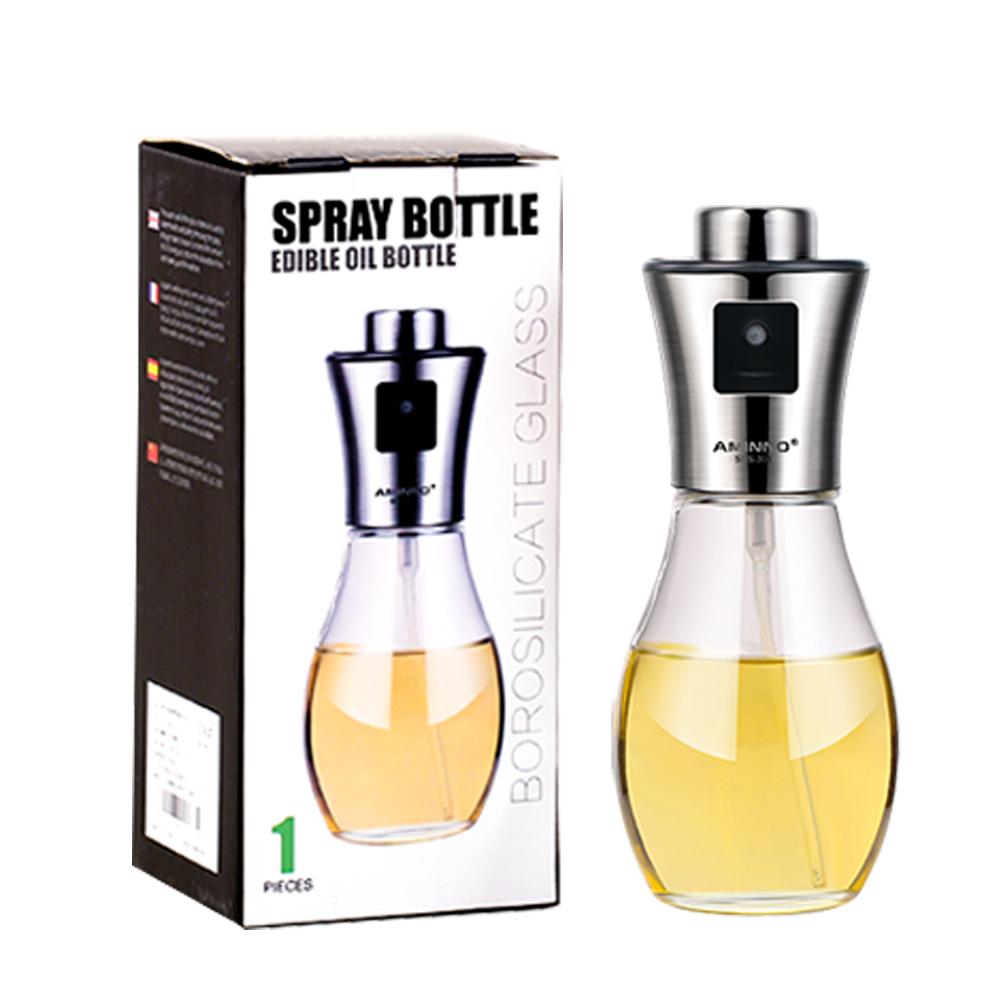 Top grade round 200ml jar glass bottle 6oz olive oil spray bottle for cooking