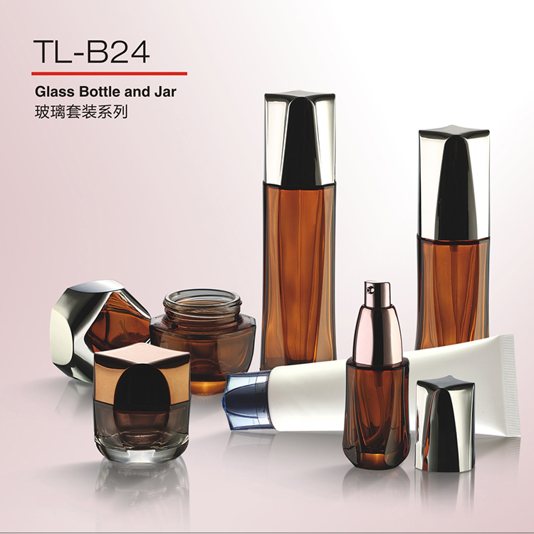 Top level best quality luxury glass bottle and jar skin care face care cream container lotion cosmetic bottle and jars set