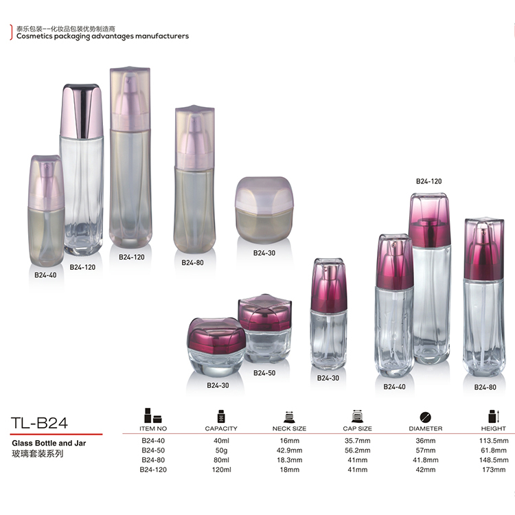 Top level best quality luxury glass bottle and jar skin care face care cream container lotion cosmetic bottle and jars set