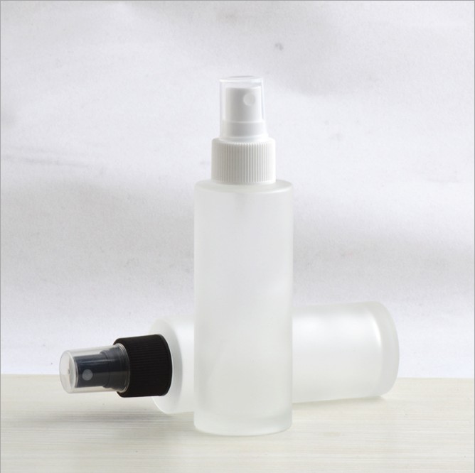 Top quality 100ml cosmetic toner fine mist spray bottle glass frosted perfume bottle
