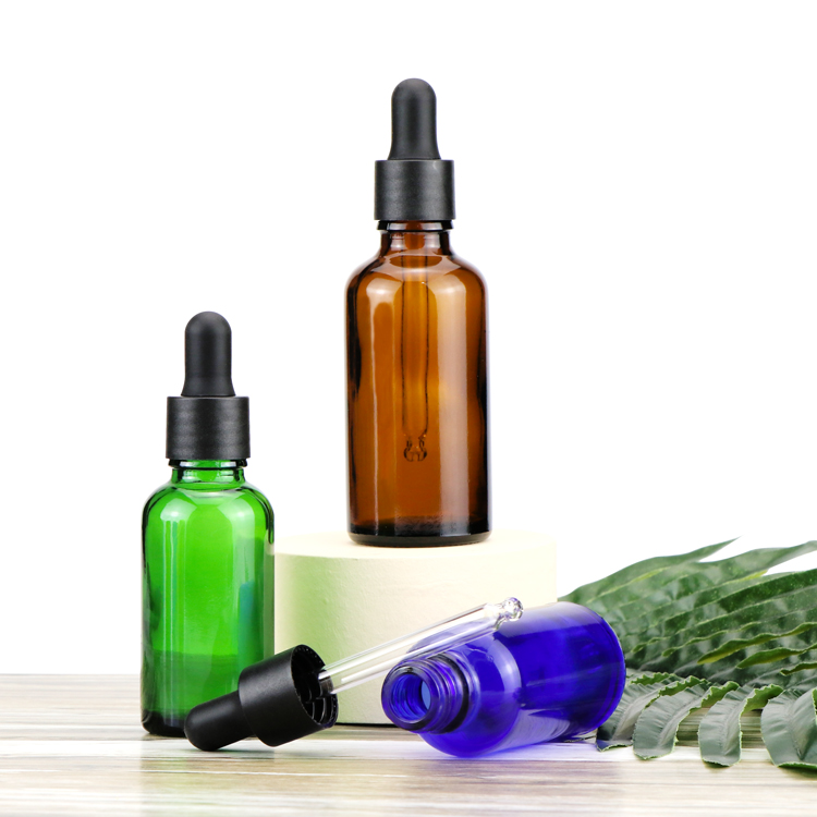Top quality 15ml 20ml 30ml 50ml 100ml amber brown round shape cosmetic essential oil glass bottles with glass dropper