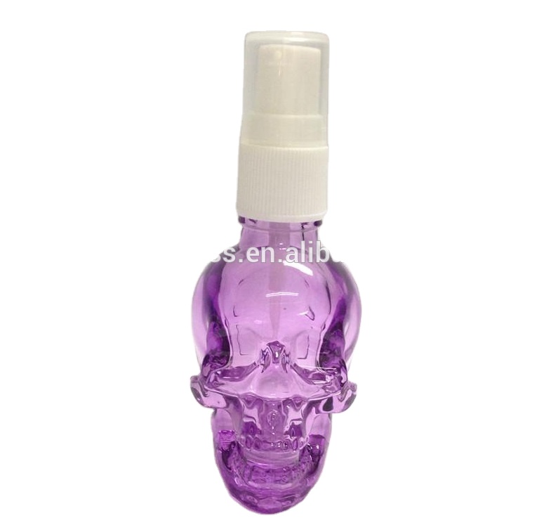 Top quality 30ml perfume bottle lotion skull shaped spray bottle