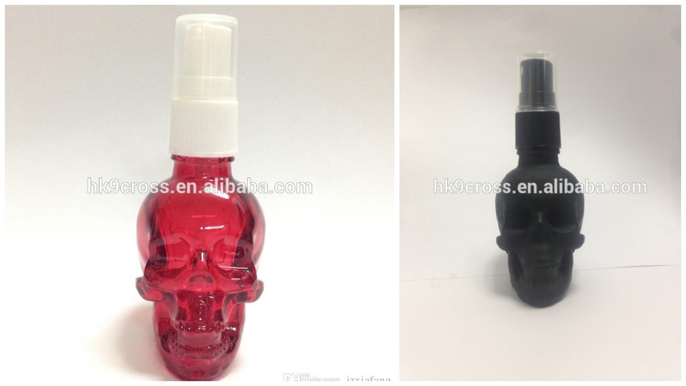 Top quality 30ml perfume bottle lotion skull shaped spray bottle