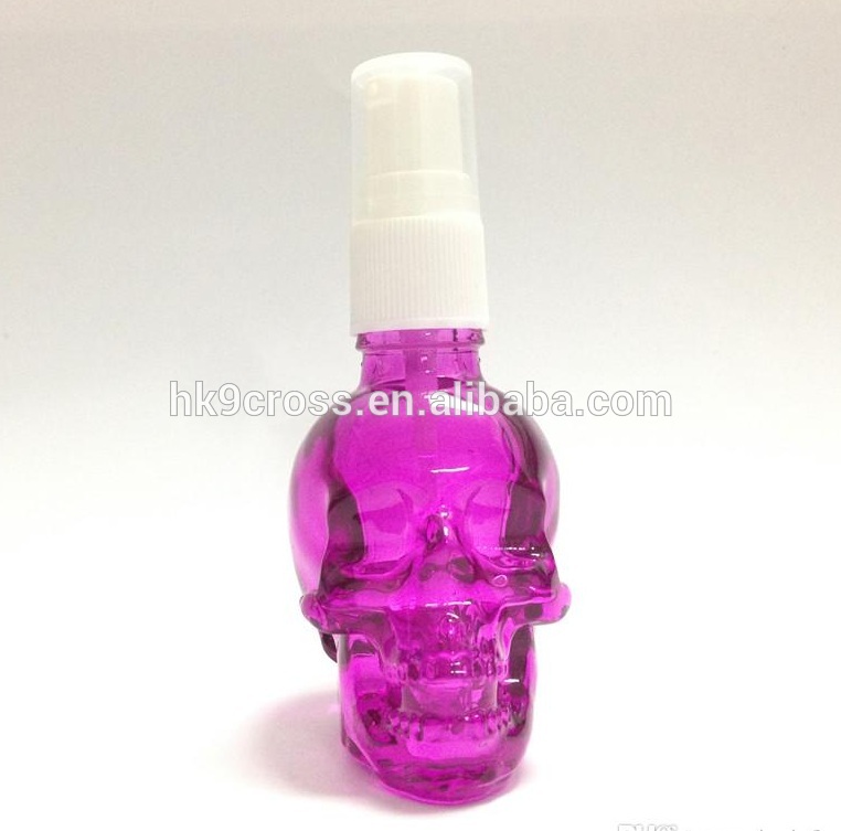 Top quality 30ml perfume bottle lotion skull shaped spray bottle