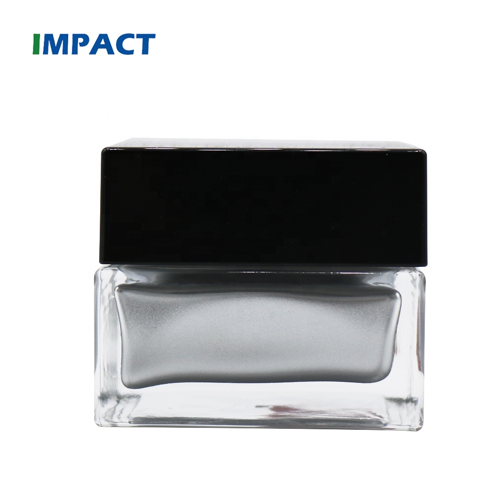 Top quality 60g luxury cosmetic square glass cream jar
