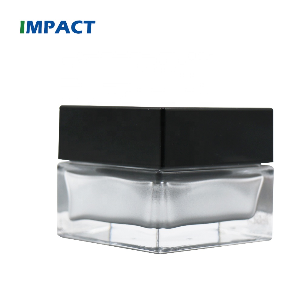 Top quality 60g luxury cosmetic square glass cream jar