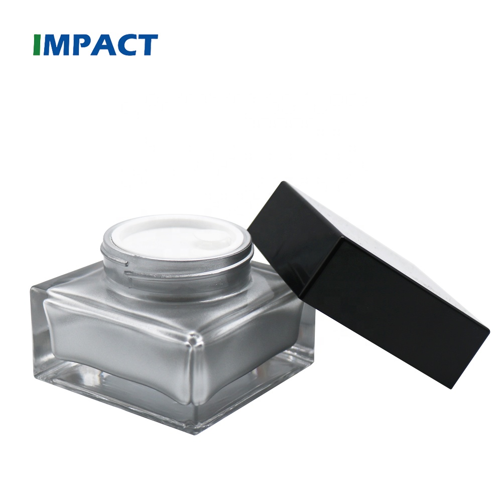 Top quality 60g luxury cosmetic square glass cream jar