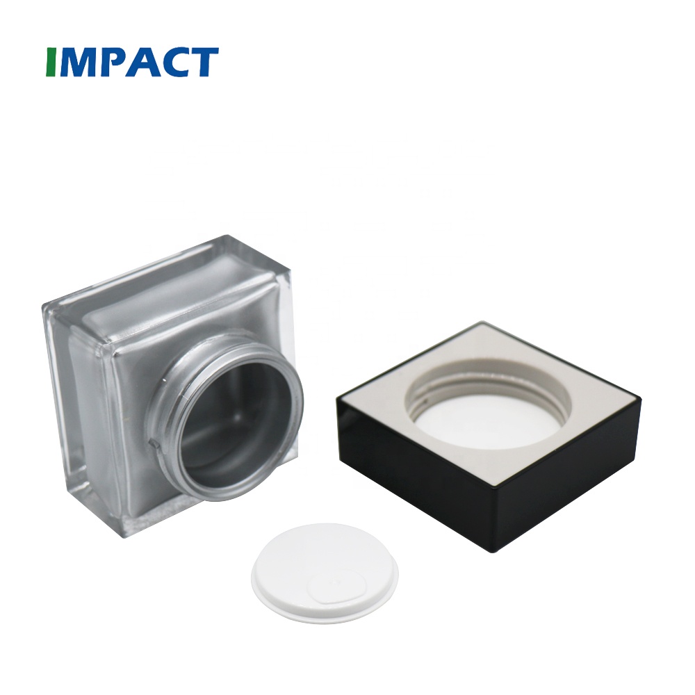 Top quality 60g luxury cosmetic square glass cream jar