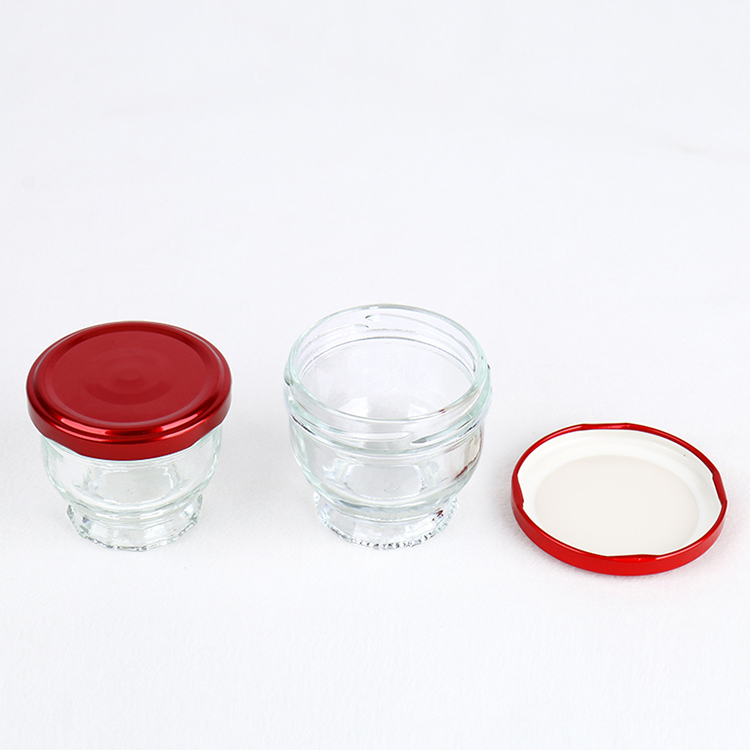 Top quality clear 75ml 100ml empty glass bird's nest bottle with metal sealed jam yogurt bottle