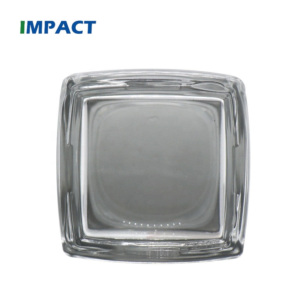 Top quality custom 50g luxury cosmetic square glass cream jar with electroplated lid