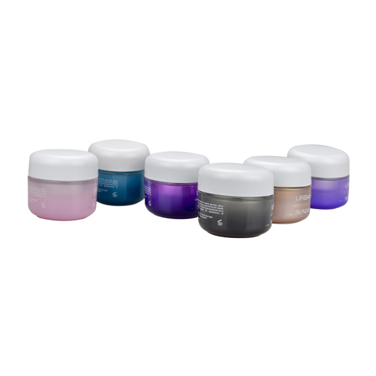 Top quality empty blue glass jars for cosmetics products 50g 50ml custom logo exfoliating mask skin care colorful glass jars