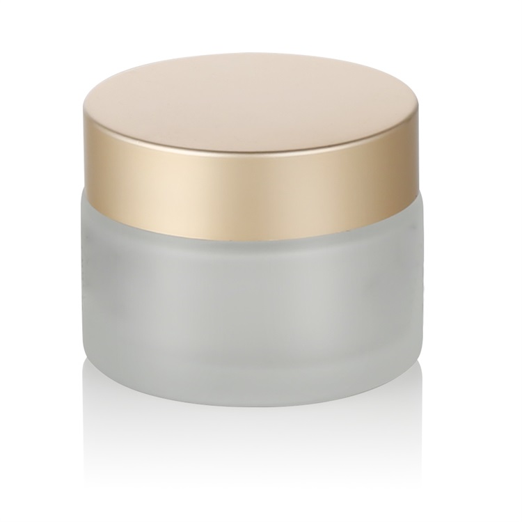 Top quality empty cosmetic makeup lotion storage container jar 15g 30g 50g white frosted glass face cream jar with aluminum lid