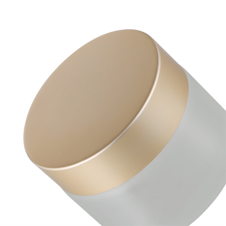 Top quality empty cosmetic makeup lotion storage container jar 15g 30g 50g white frosted glass face cream jar with aluminum lid