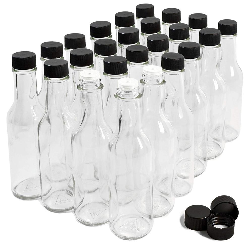 Top sale 5oz 150ml kitchen clear hot sauce woozy glass sauce bottle with leak proof lid