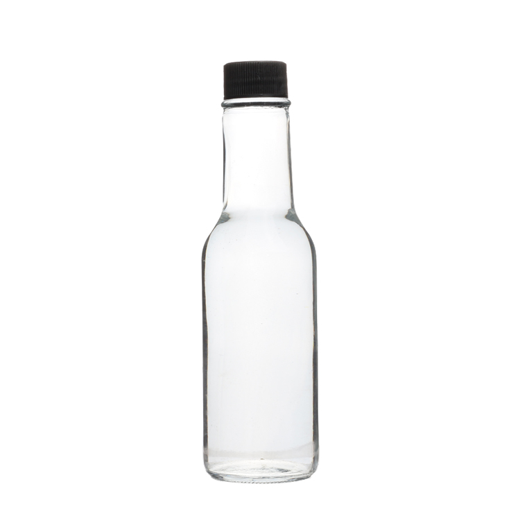 Top sale 5oz 150ml kitchen clear hot sauce woozy glass sauce bottle with leak proof lid