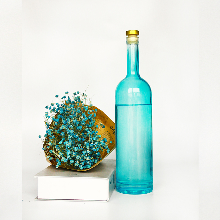 Top sale unique matte black spirit vodka rum glass wine bottles with lid 750ml