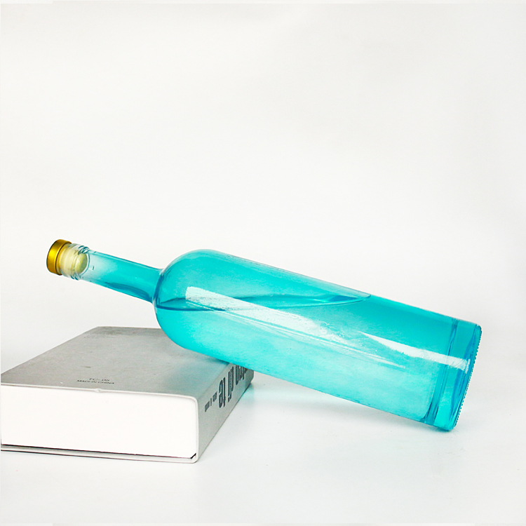 Top sale unique matte black spirit vodka rum glass wine bottles with lid 750ml