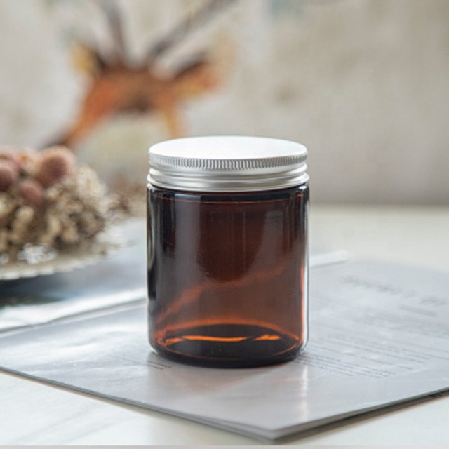 Top selling 3oz 8oz amber glass candle container with lid