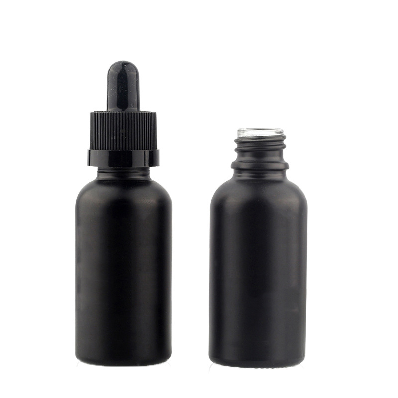 Top selling 5ml 10ml 15ml 20ml 30ml 50ml 100ml matte black essential oil serum glass dropper bottle for cosmetic packaging
