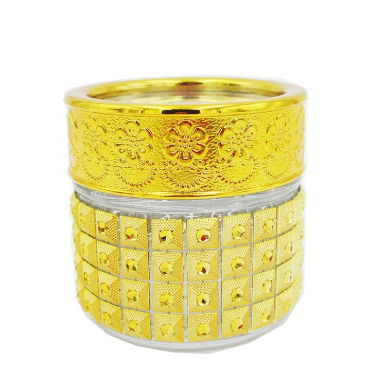 Topsale Glass Packing Container Saffron Glass Packing Bottle with Gold Lid