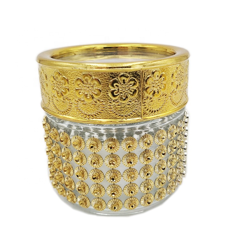 Topsale Glass Packing Container Saffron Glass Packing Bottle with Gold Lid