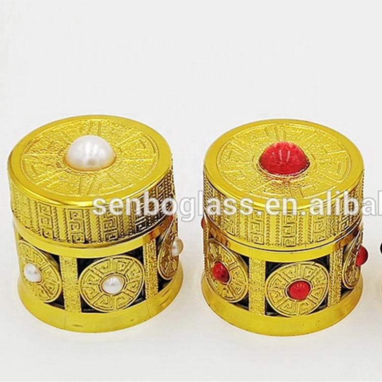 Topsale Glass Packing Container Saffron Glass Packing Bottle with Gold Lid