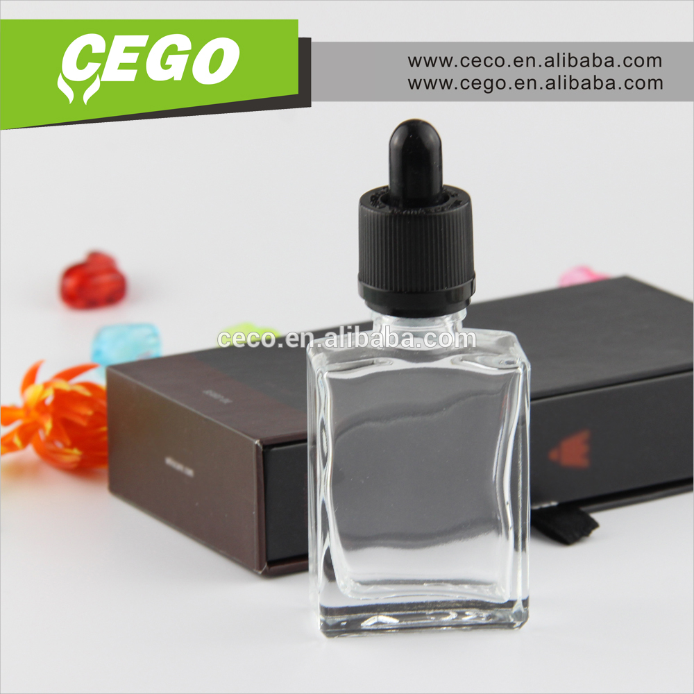 Trade Assurance!!30ml frosted black rectangular glass dropper bottles for e liquid with square packing box