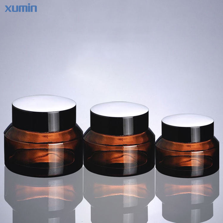 Trade Assurance Amber Glass Cosmetic Jar Fashion Packing 15G 30G 50G Glass Cosmetic Jar