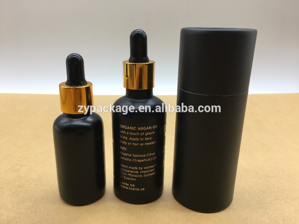 Trade assurance 30ml black glass dropper bottles with gold dropper and black tube for E-liquid and E-juice packing