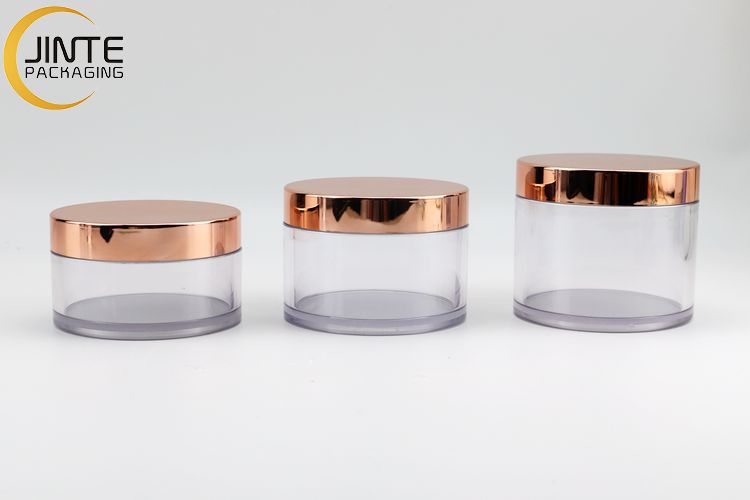 Transparency Plastic Cream Containers With Rose Gold Lid For Body Scrub 4 oz 6oz 8oz