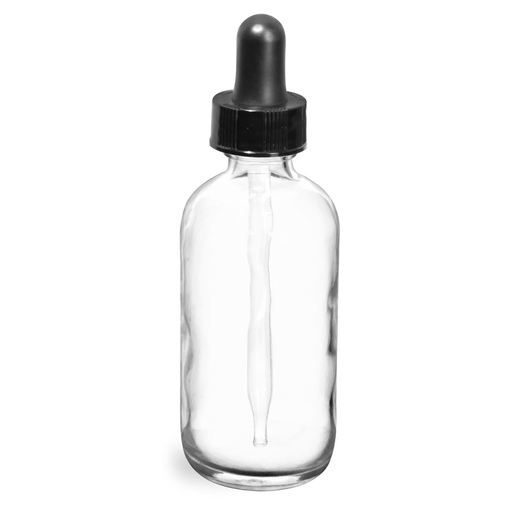 Transparent 15Ml 30 Ml 60Ml 1Oz 2Oz 4Oz E Liquid Clear Boston Round Glass Dropper Bottles