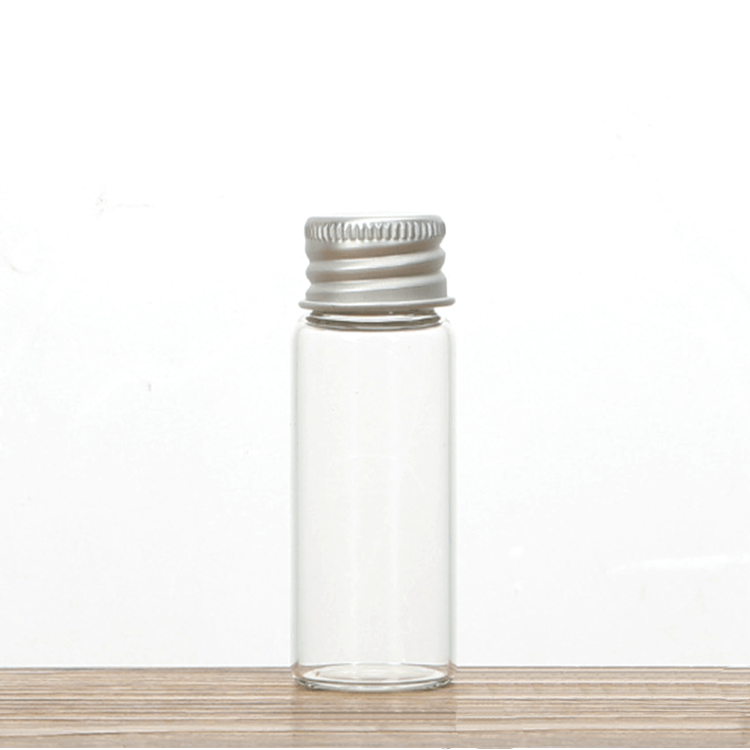 Transparent 20ml 25ml 30ml 50ml 60ml Empty Refillable Tube Storage bottles glass 100ml with Aluminum Silver screw cap