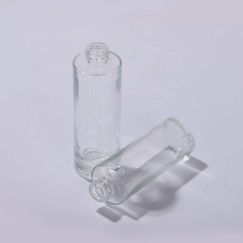 Transparent 20ml 30ml flat shoulder cylinder glass dropper bottle for serum essential oil