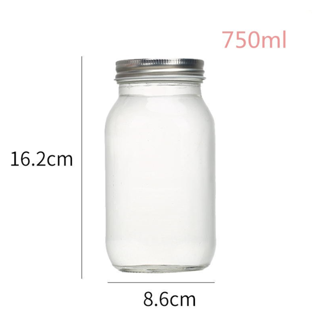 Transparent 250ml 500ml 750ml 1000ml honey glass jar with tinplate lid