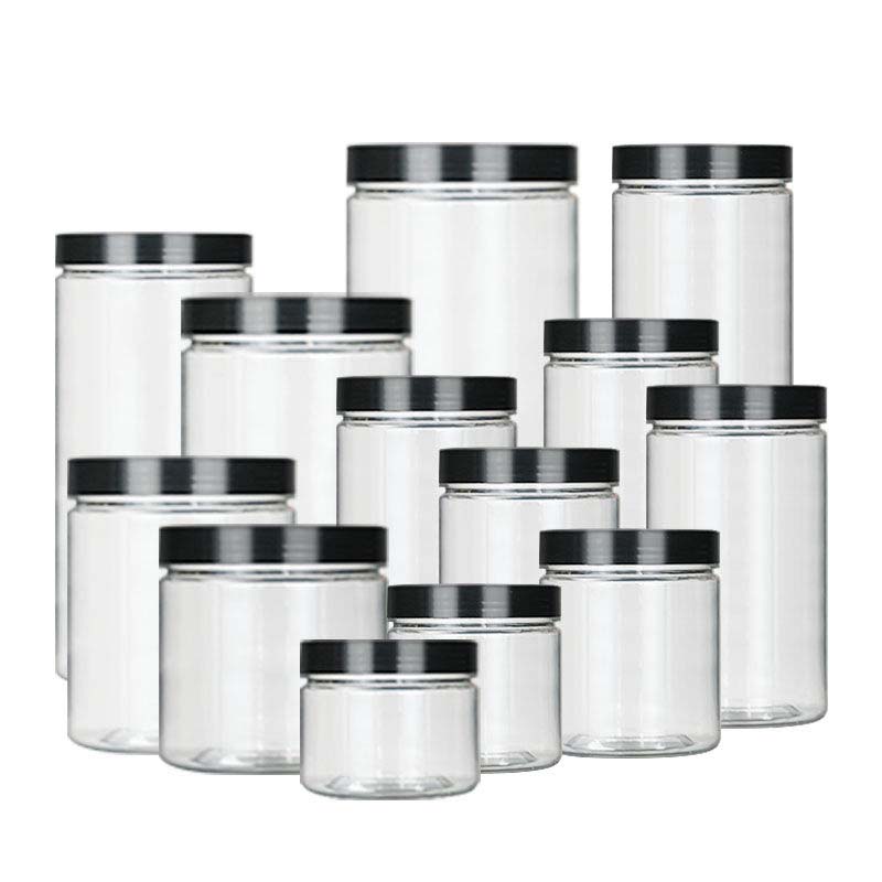 Transparent 250ml plastic wholesale jars for body scrub with screw top lids