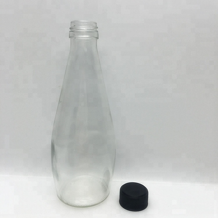 Transparent 290ml 300ml glass juice beverage bottle with plastic cap