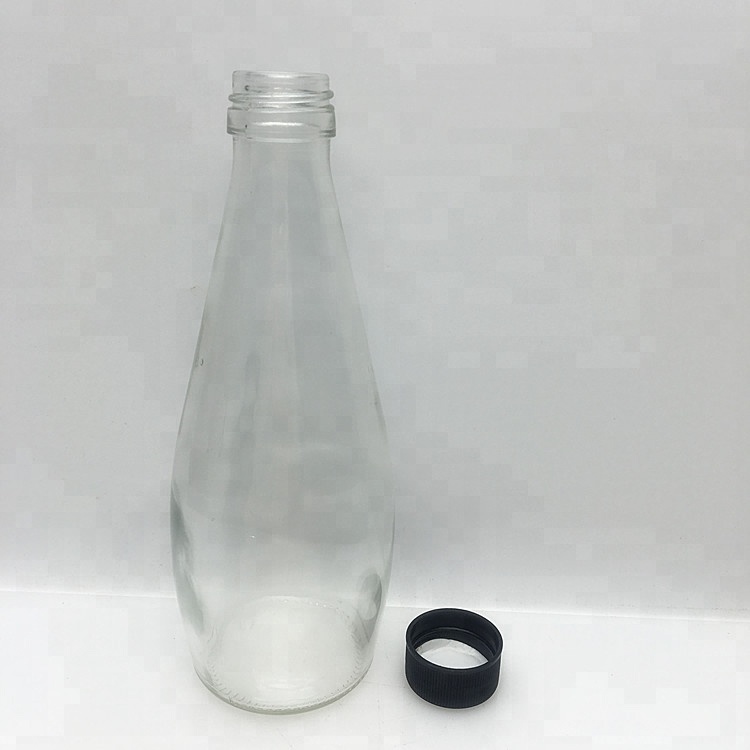 Transparent 290ml 300ml glass juice beverage bottle with plastic cap