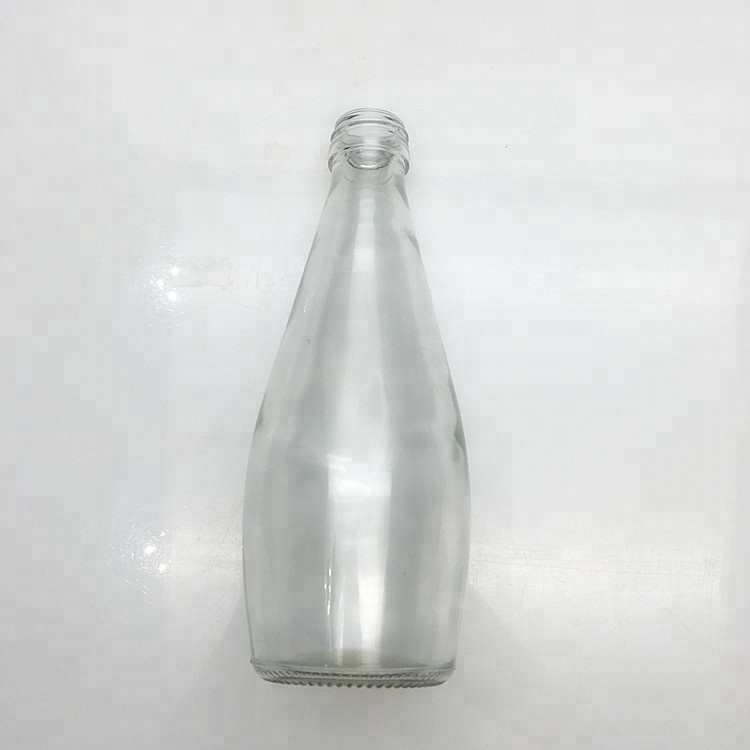 Transparent 290ml 300ml glass juice beverage bottle with plastic cap