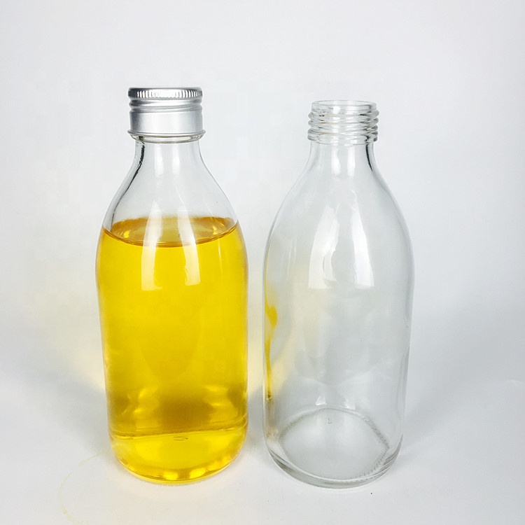Transparent 300ml 10oz kombucha glass bottle with aluminum screw lid