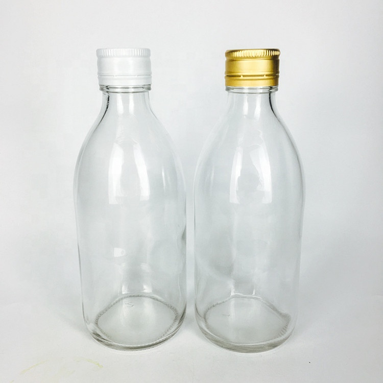 Transparent 300ml 10oz kombucha glass bottle with aluminum screw lid