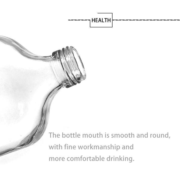 Transparent 350ml flat square glass flask bottle, flat liquor bottle