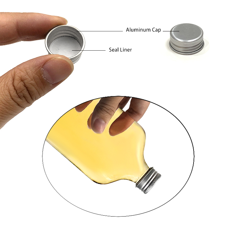 Transparent 350ml flat square glass flask bottle, flat liquor bottle