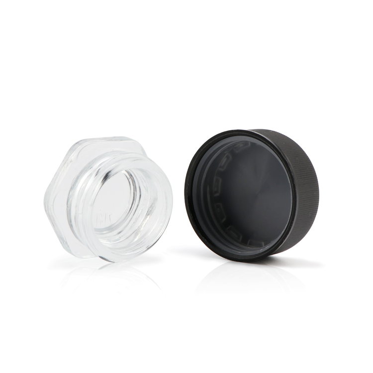 Transparent 3ml 5ml 7ml 9ml small hexagon round child resistant proof lid CBD wax oil concentrate glass containers jars