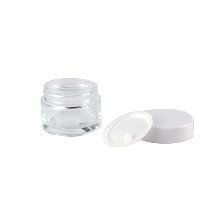 Transparent 50g glass jar with plastic cap